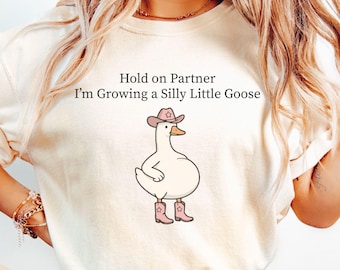 Pregnancy Announcement Silly Pregnant Goose Comfort Colors T-shirt, Funny Baby Reveal Tee Shirt, First Time Expecting New Mom Gift