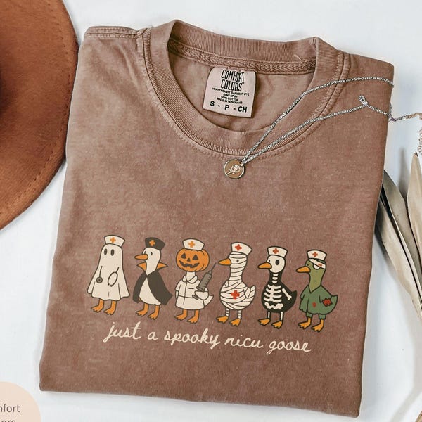 Halloween NICU Goose Nurse Comfort Colors Tshirt, Spooky Neonatal Intensive Care Unit RN Tee Shirt, Fall Autumn Nursing Appreciation Gift