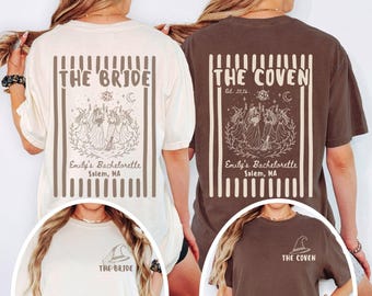 Custom Halloween Bachelorette Comfort Colors Tshirt, Personalized Spooky Bridal Party Tee Shirt, Witchy Bride Bridesmaids Matching Gift