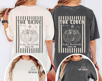 Custom Halloween Bachelorette Comfort Colors T-shirt, Personalized Spooky Bridal Shower Tee Shirt, Witchy Bride Bridesmaids Matching Gift