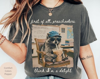 Preschool Teacher Funny Racoon Comfort Colors Tshirt, Teach Team School First Day Group Match Tee Shirt, Back To School Gift