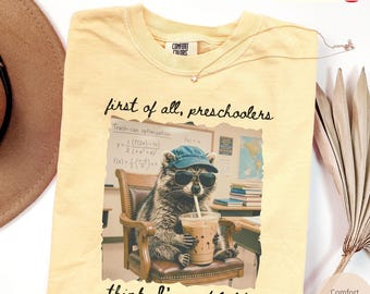 Preschool Teacher Funny Racoon Comfort Colors T-shirt, Teach Squad School First Day Group Match Tee Shirt, Back To School Gift
