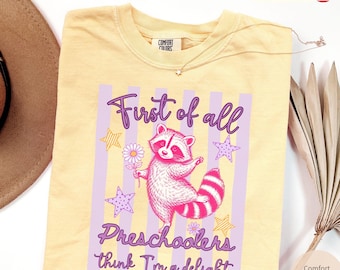 Preschool Teacher Funny Racoon Comfort Colors Tshirt, Teach Squad School First Day Matching Tee Shirt, Back To School Gift