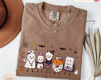 Halloween NICU Nurse Characters Comfort Colors T-shirt, Spooky Neonatal Intensive Care Unit RN Tee Shirt, Fall Nursing Appreciation Gift