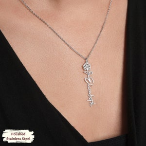 Custom to My Daughter Birth Flower Name Necklace|gift for Daughter From ...