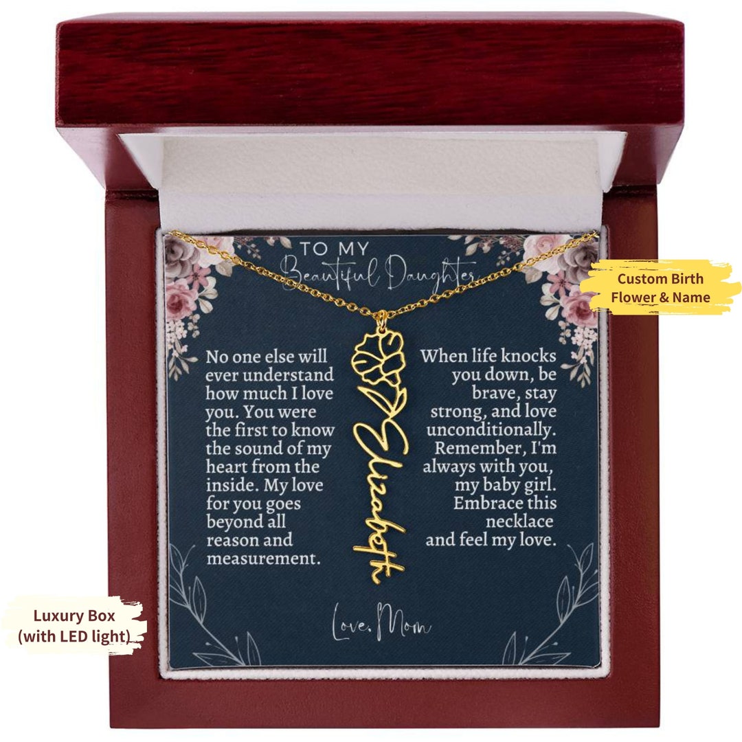Custom to My Daughter Birth Flower Name Necklace|gift for Daughter From ...
