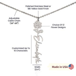 Custom to My Daughter Birth Flower Name Necklace|gift for Daughter From ...