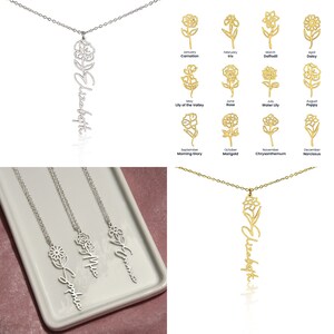 Custom to My Daughter Birth Flower Name Necklace|gift for Daughter From ...