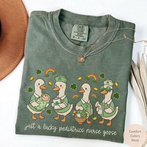 St. Patrick's Day Pediatrics ER Registered Nurse Goose Comfort Colors T-shirt, PEDS RN Tee Shirt, Pedi Nursing Team Appreciation Gift