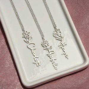 Custom to My Daughter Birth Flower Name Necklace|gift for Daughter From ...