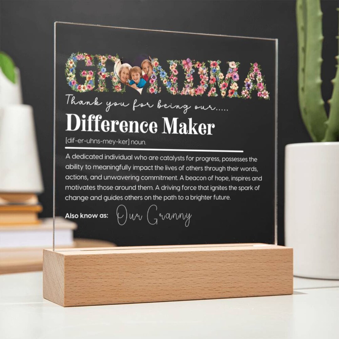 Custom Photo Grandma Difference Maker Acrylic Plaquepersonalized Family Picture Sign With Wooden