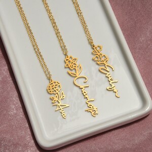 Custom to My Daughter Birth Flower Name Necklace|gift for Daughter From ...