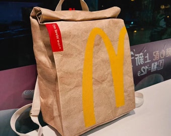 Złote łuki, torba na ramię McDonalds, poliester z recyklingu, dziwaczny design, fałszywe opakowania, torba z imitacji skóry bydlęcej