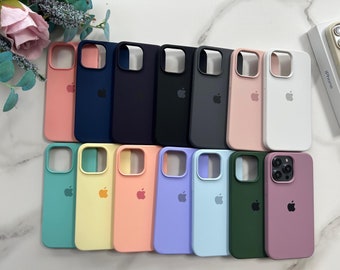 Funda para iPhone con logotipo para iPhone15 14 13 12 11 8 7 X Pro Max Color sólido