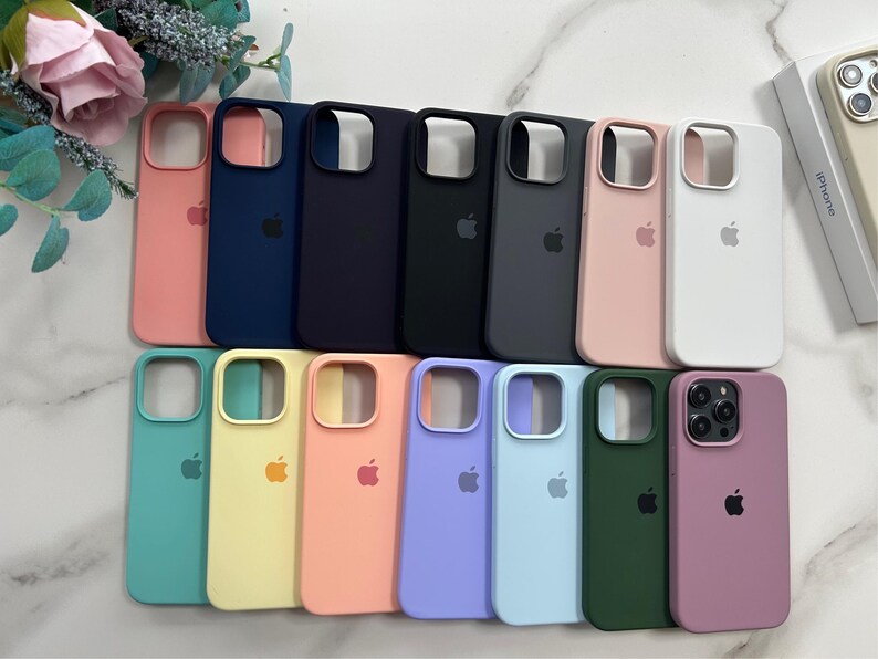 Funda para iPhone con logotipo para iPhone15 14 13 12 11 8 7 X Pro Max Color sólido imagen 1