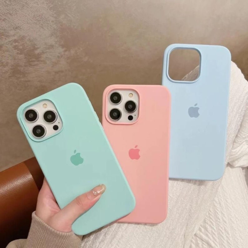 25 Solid color iPhone Case Colorful iPhone Cover with Logo Soft Shell for Apple15 14 13 12 11 X Pro Max Pastel Color image 5