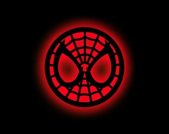 Spiderman Verse Backlight 3D led houten logo met RGB led-verlichting. Spiderman fan cadeau, spiderman neon wanddecoratie. Perfect als verjaardagscadeau.