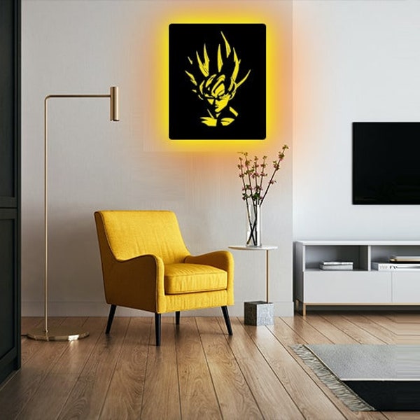 Goku Super Saiyan Wooden Led Logo Dragon Ball Z, Super Anime Character. Best birthday gift for Fans & Anime Lovers. #DBZ #Vegeta