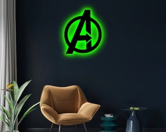 Avengers 3d Modern LED Light Home Decor or Wall Hanging Art for Living Room and Game Room with Adapter and Led remote controller