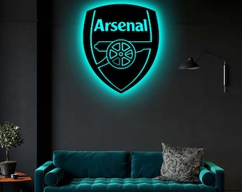 Arsenal 3D Led Sign for Home Decor or Wall hanging art. Best gift for Football fans or boys hang on wall of living room or game room