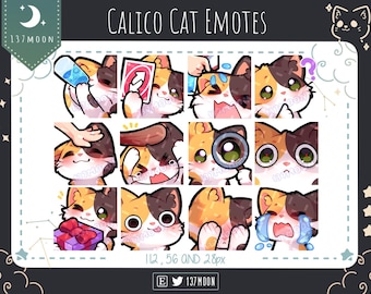 Cute Cat Emotes for Twitch | Youtube | Discord | Kawaii | Stream | Calico Cat Emote 12 Bundle #3