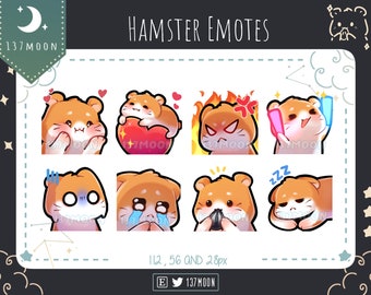 Cute Hamster Emotes for Twitch | Youtube | Discord | Kawaii | Stream | Orange White Hamster