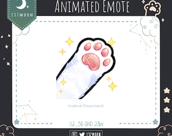 ANIMATED Paw Wave Emote | Cute White cat paw emote for Twitch | Youtube | Discord | Kawaii | Stream
