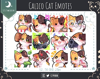 Cute Cat Emotes for Twitch | Youtube | Discord | Kawaii | Stream | Calico Cat Emote 12 Bundle #4