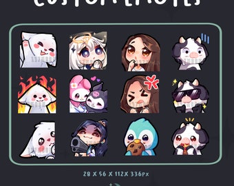 CUSTOM Emotes for Twitch | Youtube | Discord | Stream | Chibi anime style - Made To Order