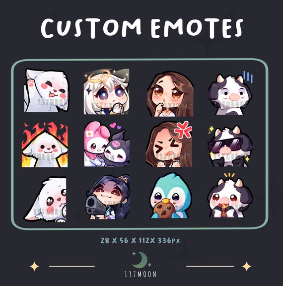 CUSTOM Emotes for Twitch | Youtube | Discord | Stream | Chibi anime style - Made To Order