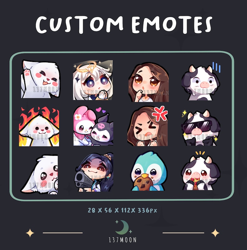 CUSTOM Emotes for Twitch | Youtube | Discord | Stream | Chibi anime style - Made To Order image 1