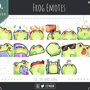 Cute Frog Emotes for Twitch | Youtube | Discord | Kawaii | Stream | Green Frog Emote 16 Bundle