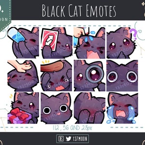 Twitch 用のかわいい猫の絵文字 | Youtube | Discord | かわいい | ストリーム | 黒猫の絵文字 12 バンドル #3