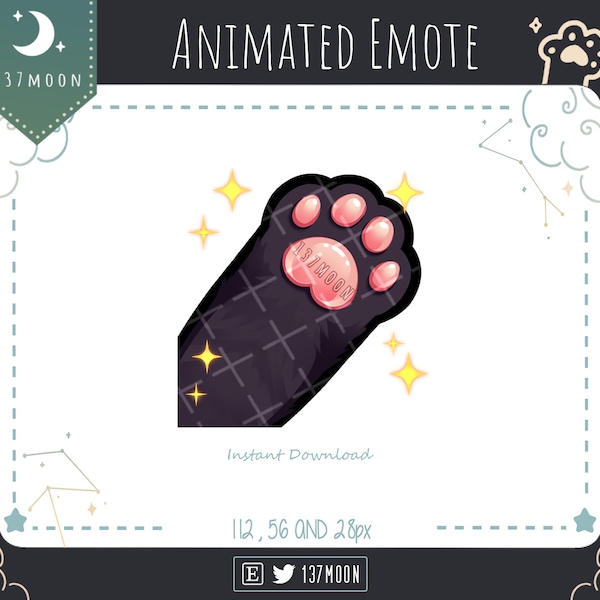 ANIMATED Paw Wave Emote | Cute Black cat paw emote for Twitch | Youtube | Discord | Kawaii | Stream