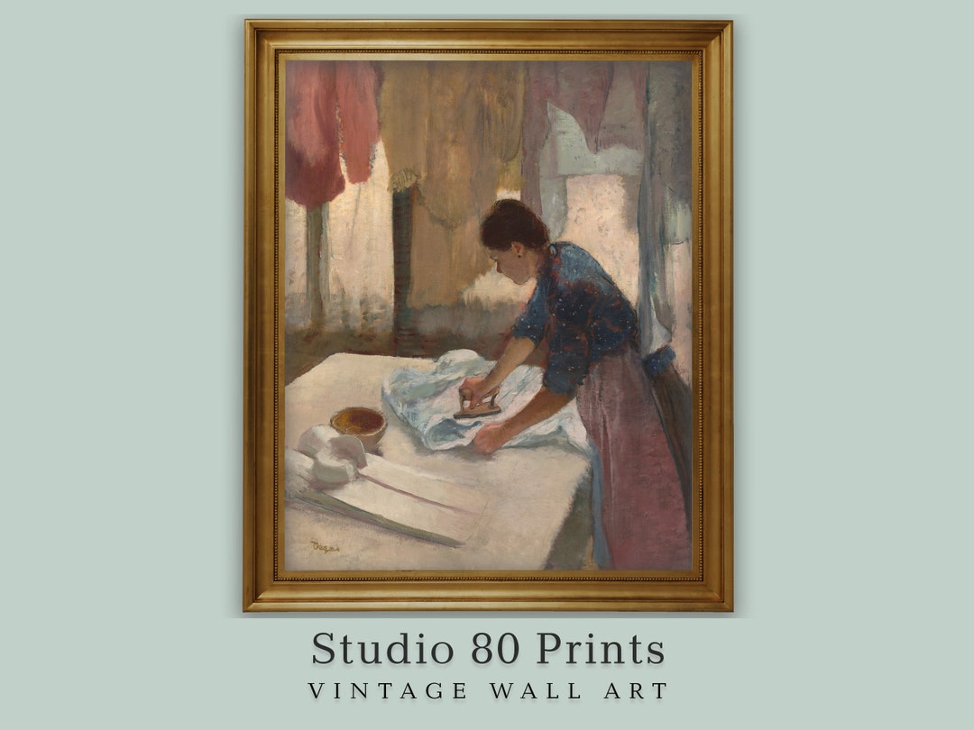 Laundry Room Art Print | Edgar Degas | Woman Ironing Shirts | Rustic ...