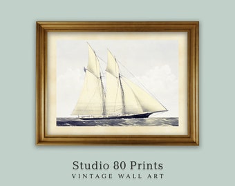 Vintage Cambria Yacht Print: Coastal Sailboat Wall Art (Digital Download)