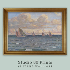 Sailboats | Vintage Seaside Art Print | Printable Digital Download | Boats on the Water | Coastal Home Wall Art