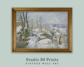 Impressionist Winter Landscape | Snowy Woods Print | Cottagecore Wall Decor | Printable Digital Download