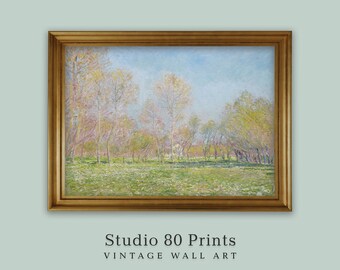 Vintage Spring Landscape Art Print: French Country Cottage (Digital Download)