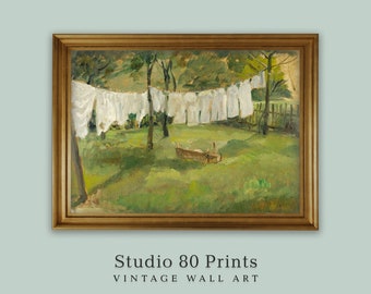 Vintage Laundry Painting | Oil on Canvas | Rustic Home Decor | PRINTABLE Digital Download