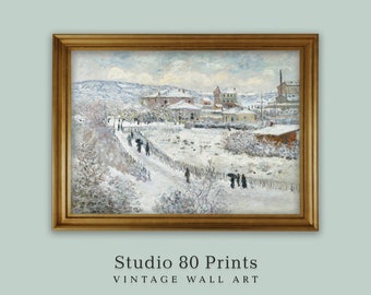 Monet Winter Landscape Painting: Impressionist Snow Scene (Digital Download)