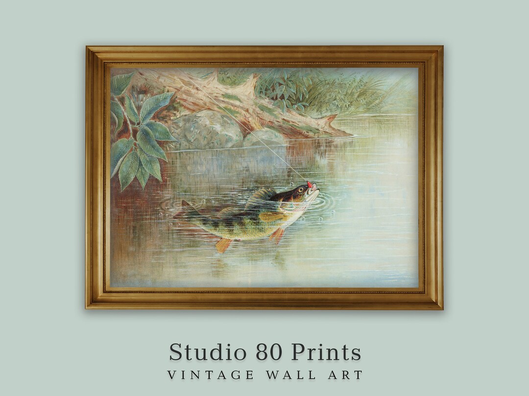 Vintage Yellow Perch Art Print: Chromolithograph Fishing Decor (digital ...