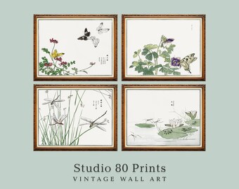 Vintage Japanese Butterfly Art Prints: Insect Wall Art Set (Digital Download)