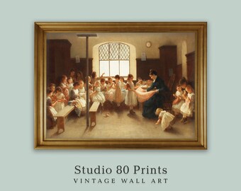 Sewing Class | Young Girls Sewing Lesson | 19th Century Gilded Age Painting | PRINTABLE Digital Download
