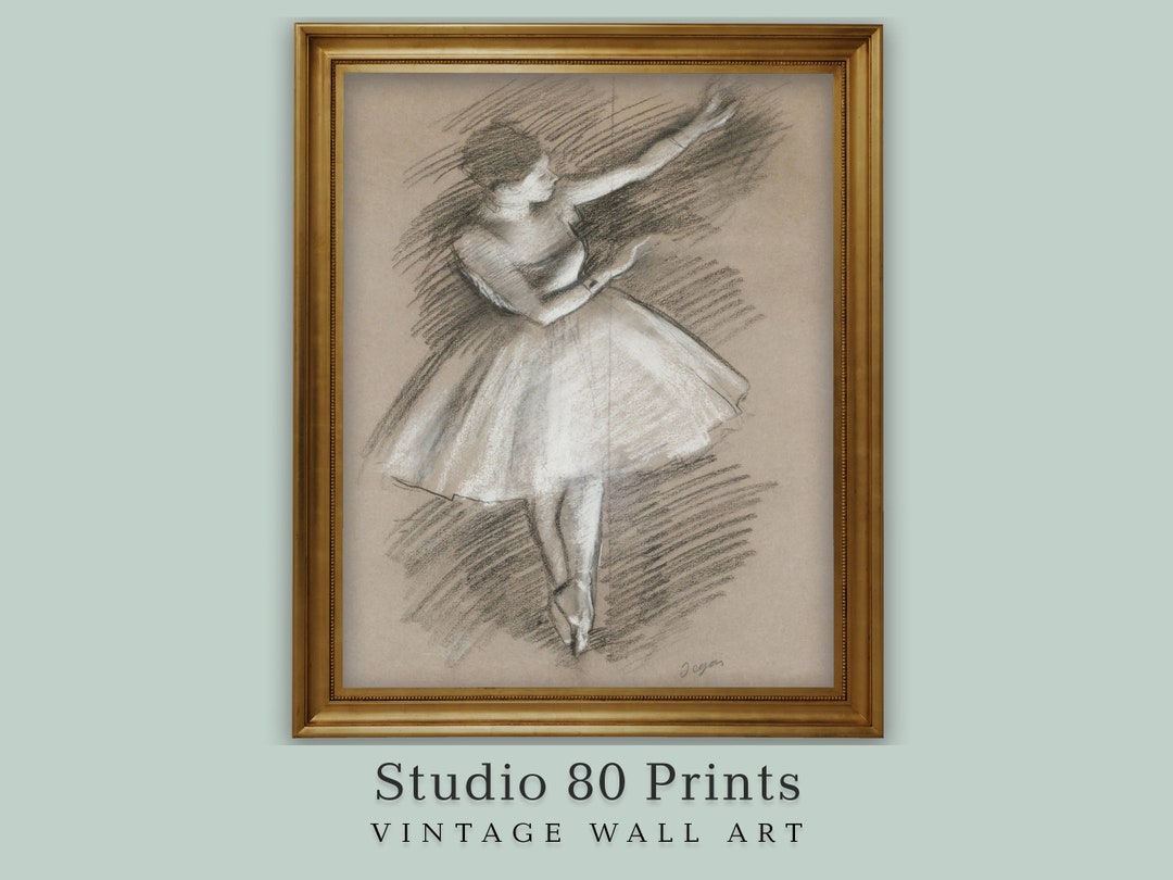 Edgar Degas Ballerina Drawing Printable Vintage Wall Art Antique Dancer ...