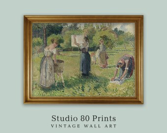 Laundry Impressionist Painting | Rustic Cottage Wall Art | Autumn Landscape Decor | Laundry Room Decor | Printable Digital Download