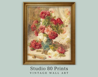 Vintage French Rose Bouquet Art Print: Georges Jeannin Still Life (Digital Download)