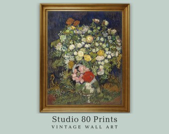 Wild Flowers Still Life | Digital Download | Antique Floral Oil Painting | Printable Vintage Wall Art