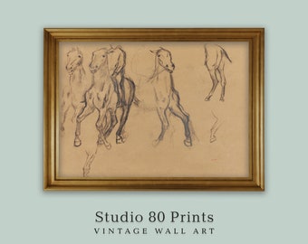 Degas Horses Sketch: Antique French Art Print (Digital Download)