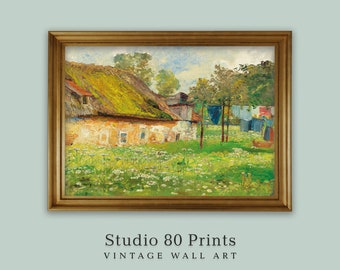 Marie Egner Laundry Day Painting: Vintage Farmhouse Art (Digital Download)